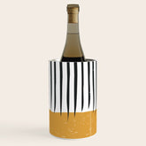 (White Background) Mid Century Modern Minimalist Rothko Inspired Color Field With Lines Geometric Style Wine Chiller
