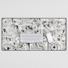 1932 Night-Club Map of Harlem, NY Centerfold from Manhattan Weekly by Elmer Simms Campbell Desk Mat