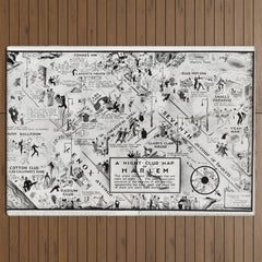 1932 Night-Club Map of Harlem, NY Centerfold from Manhattan Weekly by Elmer Simms Campbell Outdoor Rug