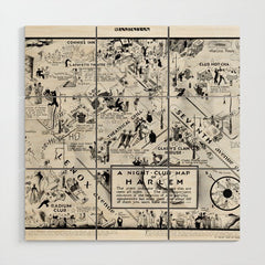 1932 Night-Club Map of Harlem, NY Centerfold from Manhattan Weekly by Elmer Simms Campbell Wood Wall Art