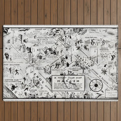1932 Night-Club Map of Harlem, NY Centerfold from Manhattan Weekly by Elmer Simms Campbell Outdoor Rug