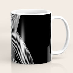 0721s-MM BW Fine Art Nude Tiger Striped Woman on Her Knees Coffee Mug