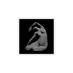 0077s-DJA Abstract Photograph of Seated Woman Striped by Light and Shade Art Print
