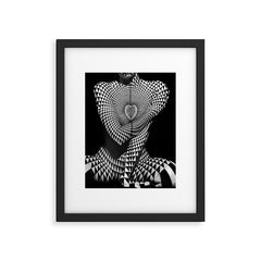 0622-JAL Heart Shape Pattern on Breasts and Nude Body Abstracted by Optical Patten Framed Art Print