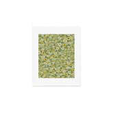 70s Daisies on Sage, retro, vintage, green, cottagecore Art Print