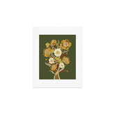 70s, flowers, green, retro, vintage, floral bouquet, olive green Art Print