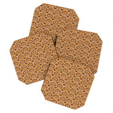 70s mod fabric repeat, orange and browns Coaster