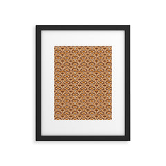 70s mod fabric repeat, orange and browns Framed Art Print