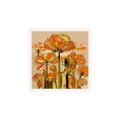 70s, Orange California poppies, mid century, 70s retro, flowers Art Print