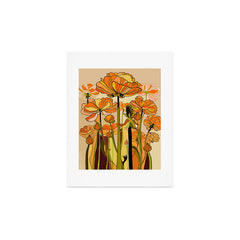 70s, Orange California poppies, mid century, 70s retro, flowers Art Print