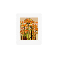 70s, Orange California poppies, mid century, 70s retro, flowers Art Print