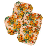 70s Pastel Floral on pink blush Boho Coaster