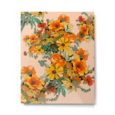 70s Pastel Floral on pink blush Boho Metal Print