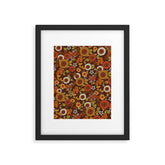 70s retro ditzy flowers, boho, browns, orange, hippie Framed Art Print