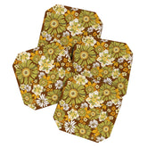 70s Retro Flower Power boho pattern Coaster