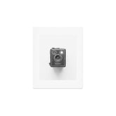A Kodak Brownie analog vintage camera on a white background Retro photography in black and white Art Print