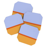 70s Summer Color Block Blue and Orange Coaster
