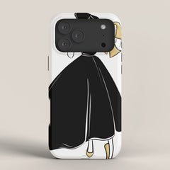1950's Inspired Fashion Illustration Black & White with Gold iPhone Case