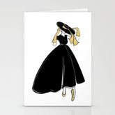 1950's Inspired Fashion Illustration Black & White with Gold Stationery Card
