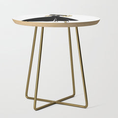1950's Inspired Fashion Illustration Black & White with Gold Side Table