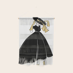 1950's Inspired Fashion Illustration Black & White with Gold Wall Hanging