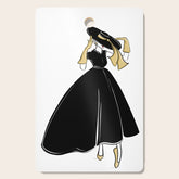 1950's Inspired Fashion Illustration Black & White with Gold Cutting Board
