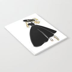 1950's Inspired Fashion Illustration Black & White with Gold Notebook