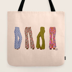 1970s Bellbottom Bliss Retro Fashion Tote Bag