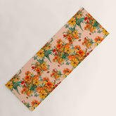 70s Pastel Floral on pink blush Boho Yoga Mat