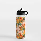 70s Pastel Floral on pink blush Boho Water Bottle