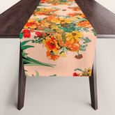 70s Pastel Floral on pink blush Boho Table Runner