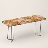 70s Pastel Floral on pink blush Boho Bench
