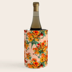 70s Pastel Floral on pink blush Boho Wine Chiller