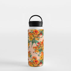 70s Pastel Floral on pink blush Boho Water Bottle