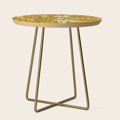 1970s Retro Flowers Pattern in Yellow, Orange & Olive Green Side Table