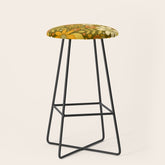 1970s Retro Flowers Pattern in Yellow, Orange & Olive Green Stool