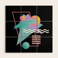 80s Retrowave Design - Memphis Pattern 135 Wood Wall Art