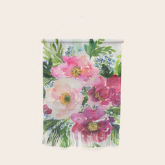 5 pink peonies in watercolor Wall Hanging