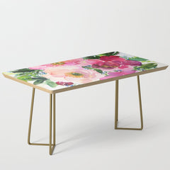 5 pink peonies in watercolor Coffee Table