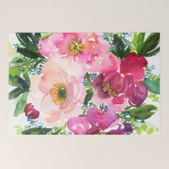 5 pink peonies in watercolor Welcome Mat