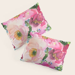 5 pink peonies in watercolor Pillow Sham