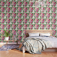 5 pink peonies in watercolor Wallpaper