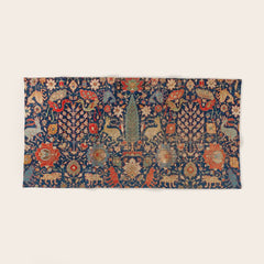 17th Century Persian Rug Print with Animals Bath Towel