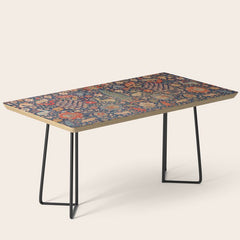 17th Century Persian Rug Print with Animals Coffee Table