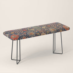 17th Century Persian Rug Print with Animals Bench