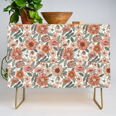 70s flowers - 70s, retro, spring, floral, florals, floral pattern, retro flowers, boho, hippie, earthy, muted Credenza