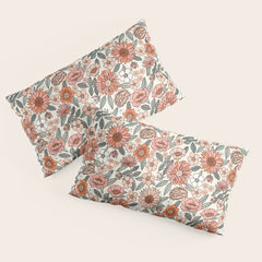 70s flowers - 70s, retro, spring, floral, florals, floral pattern, retro flowers, boho, hippie, earthy, muted Pillow Sham