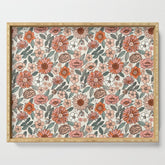 70s flowers - 70s, retro, spring, floral, florals, floral pattern, retro flowers, boho, hippie, earthy, muted Serving Tray