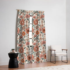 70s flowers - 70s, retro, spring, floral, florals, floral pattern, retro flowers, boho, hippie, earthy, muted Window Curtain