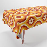 70s Groovy Daisy Ovals Pattern Tablecloth